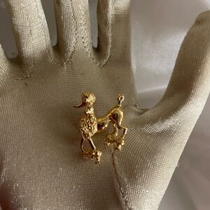 Vintage Monet Miniature Gold Tone Proud Prancing Poodle Dog Brooch